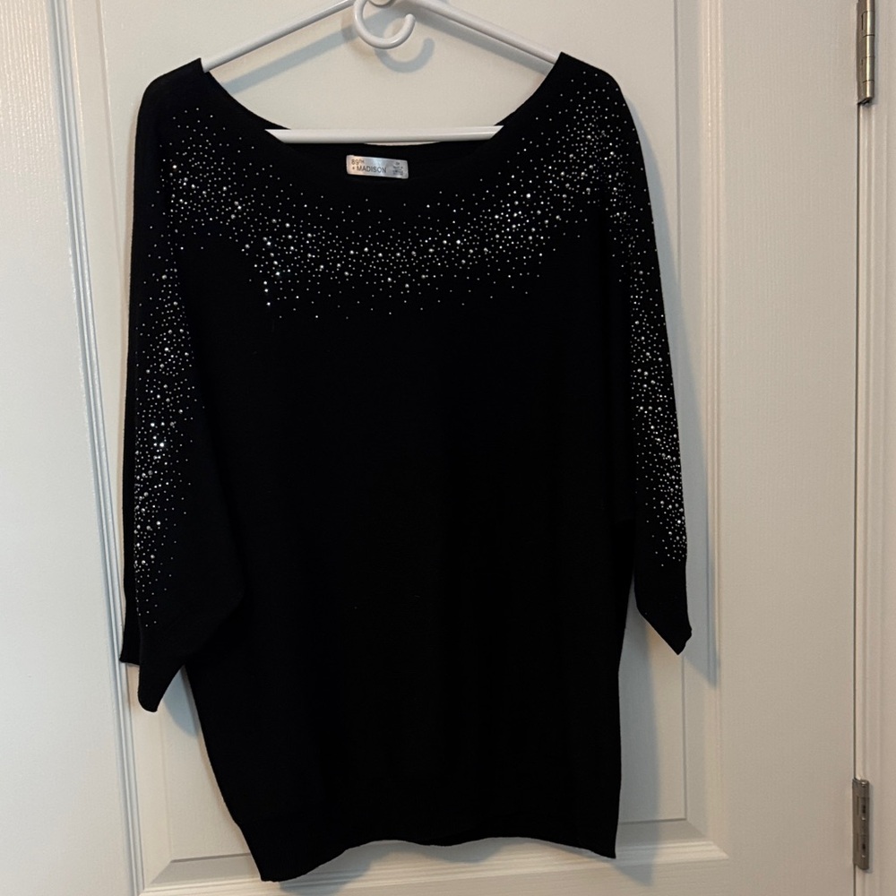 89th & Madison Black Sweater with Sparkling Accents
